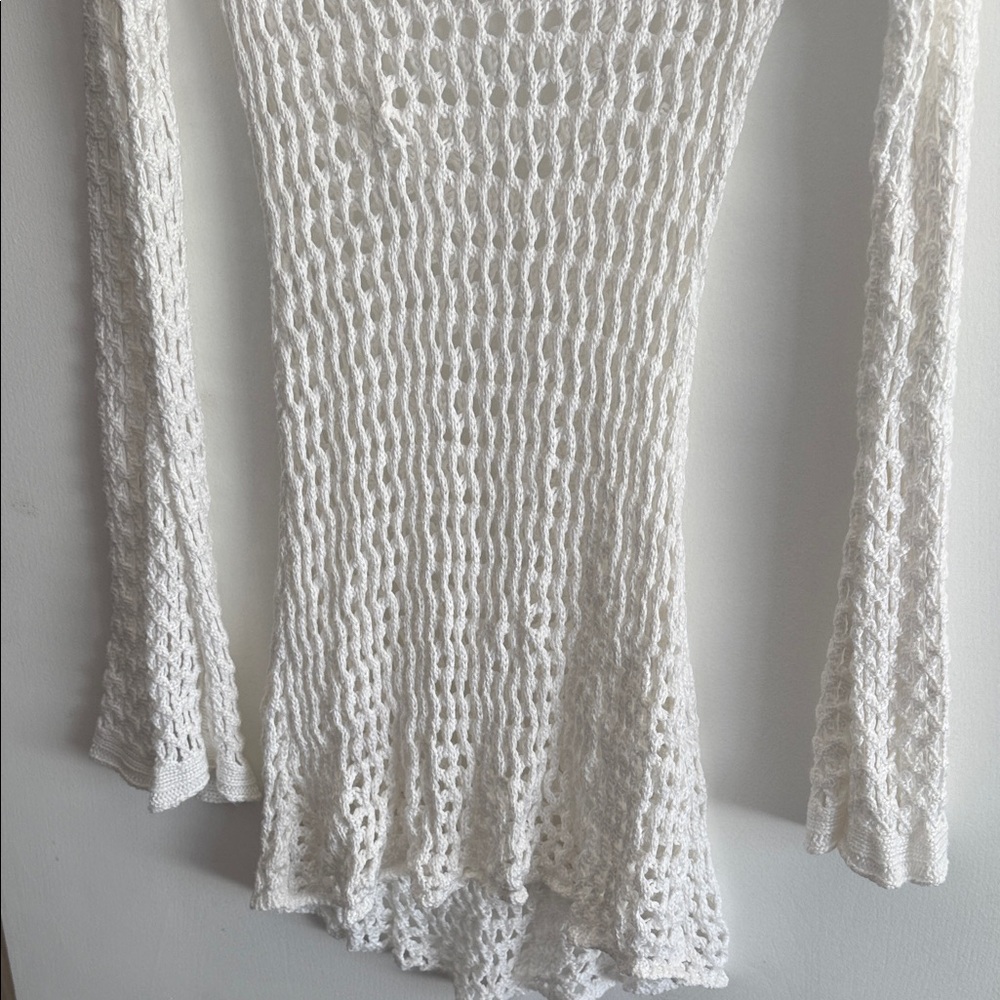 ViX Paula Hermanny Size Small Belle Crochet Knit Long Sleeve Cover-Up Women Swim - Picture 15 of 16